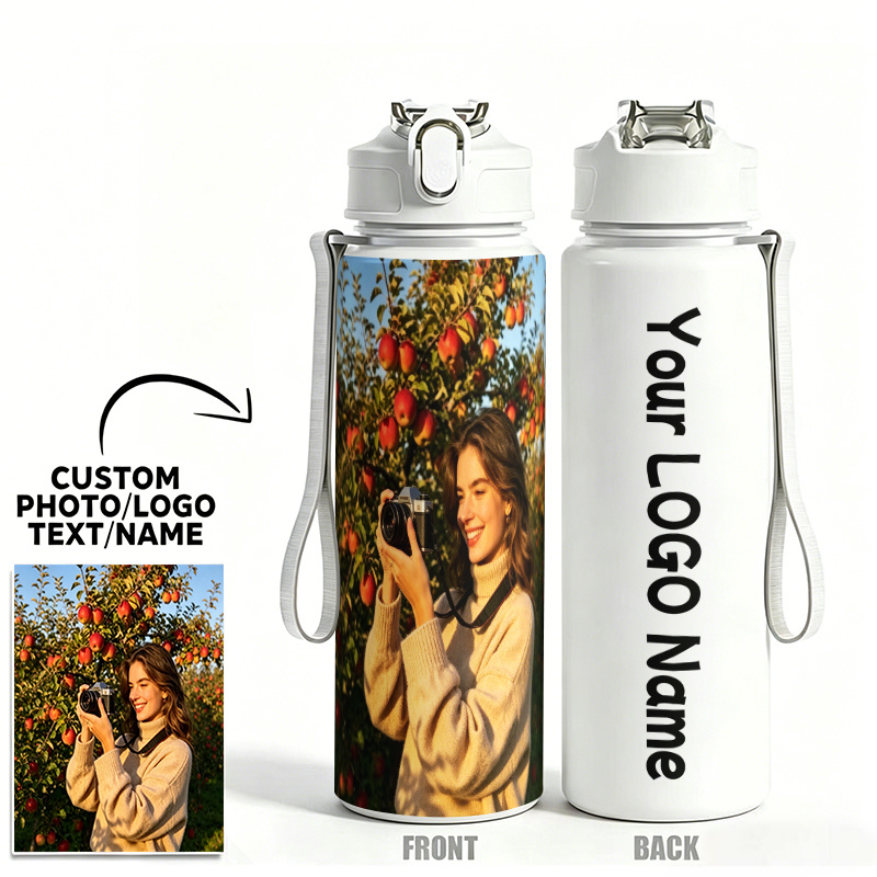 TEMU 25oz/750ml Water Bottle With Flip Straw Lid & Straw Suitable For, Logo/text Printing, Uv Printed For Gym,, Travel, Outdoor - Orders For