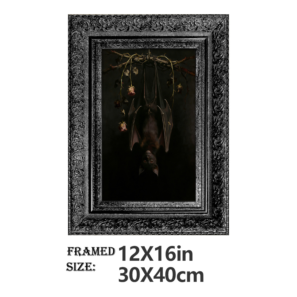TEMU Wall-mounted Vintage Photo Frame, Available In Sizes Of 8x12/12x16/16x22 Inches. Contains A 2d Bat Habitat Image And Allows For Picture