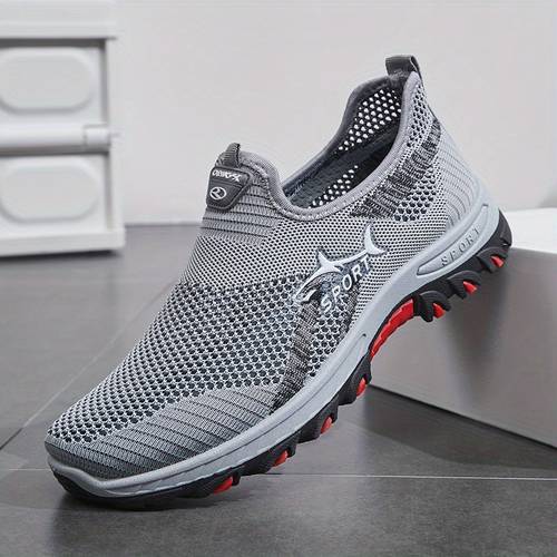 mens breathable mesh slip on sneakers lightweight support rubber sole low top athletic shoes for running casual wear spring casual athletic shoes sporty design breathable fabric sneakers