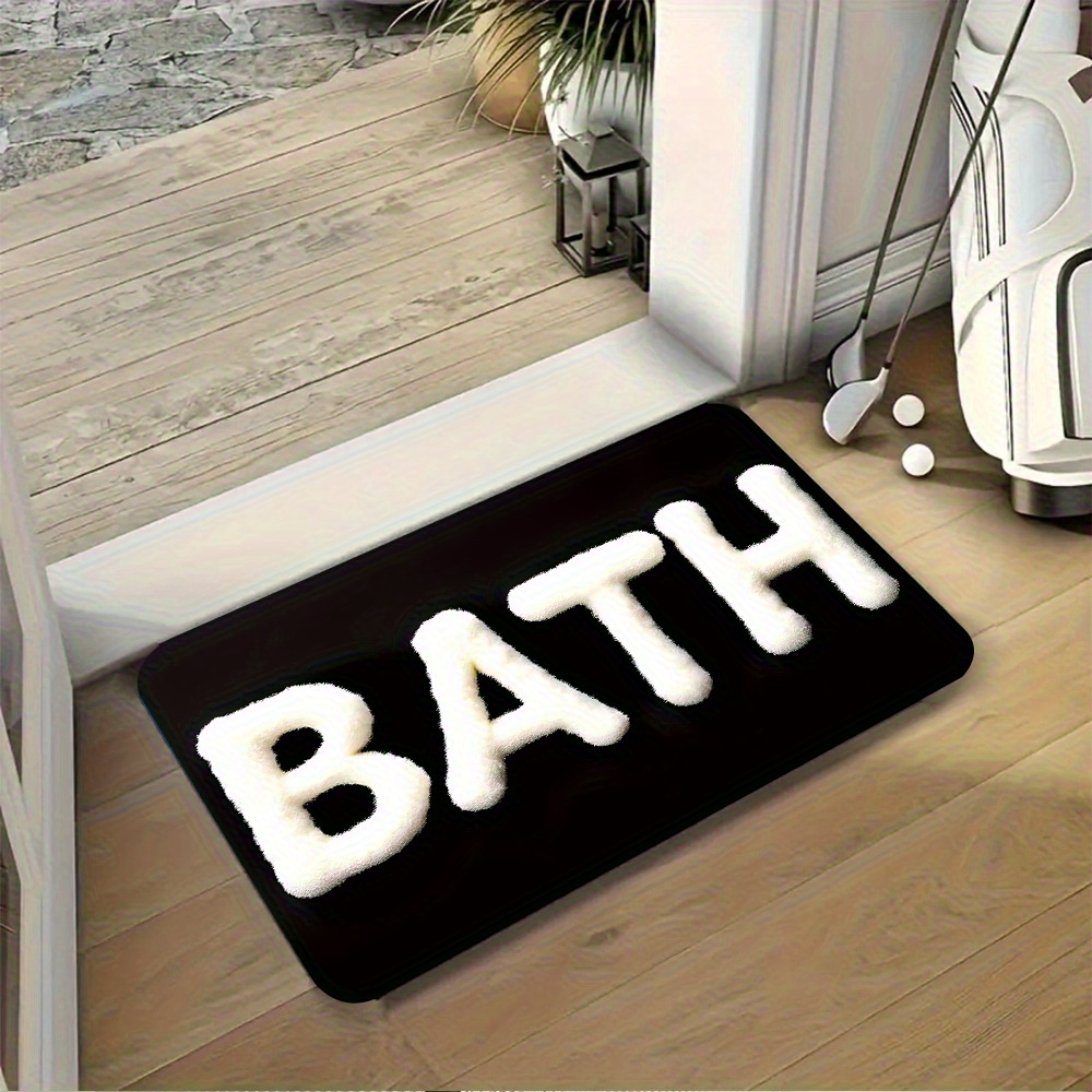 TEMU 1pc Bathroom Themed Pattern Non-slip Diatomite Floor Mat, Super Absorbent And Washable, Suitable For Laundry Rooms, , Bathrooms, Toilets, And