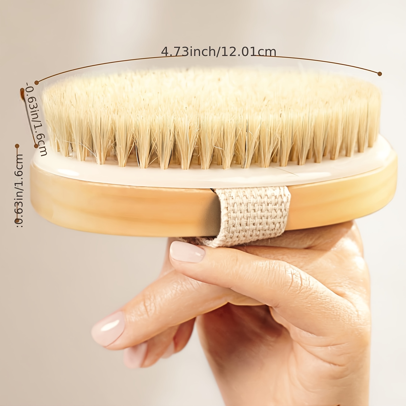 Image of Premium Brush - Soft Exfoliating Spa Bath Massager, Ideal For Dry And Wet Use In Light Beige, Handheld , No Batteries Needed - Ideal For A For Home , Personal Massager, Natural Fiber Body Brush