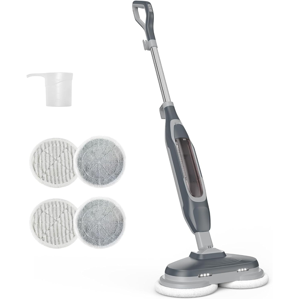 Steam Mop, Scrubbing Steam Mops For Floor Cleaning With Rotating Pads, Floor Steamer With 2 Led Lights, 4 Cleaning , Swivel Steering, 16.4ft Cord, Safe For Hardwood And Tile