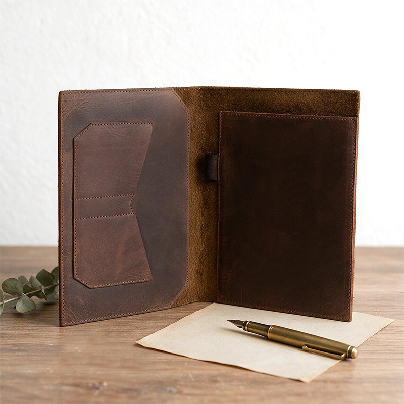 Handcrafted Genuine Top-grain Cowhide Genuine Leather Diary Cover (coffee Brown) with Refillable Notebook Insert, Pocket, Card Slot, and Pen Holder Design, Full-grain Notebook Protective Case