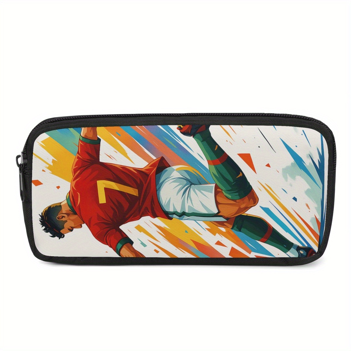 TEMU Grande Trousse de Crayons pour Athlète de Football - Design Graffiti Coloré avec °7 du , Organisateur de Papeterie en Tissu Durable pour Hommes