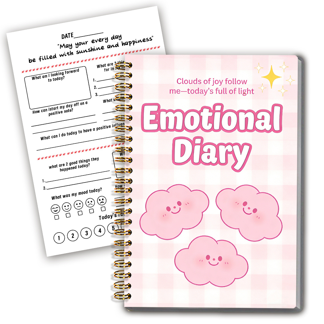TEMU 1 Mood Journal, Daily Emotion , A5 Size, 100 Pages, Spiral Bound Notebook, Gratitude Practice Book, Women's Relax Relax Diary, Ideal For Holiday
