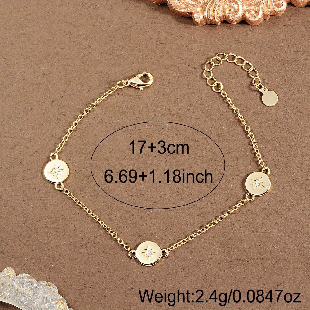 Women's Golden Three Round Link Chain Bracelet