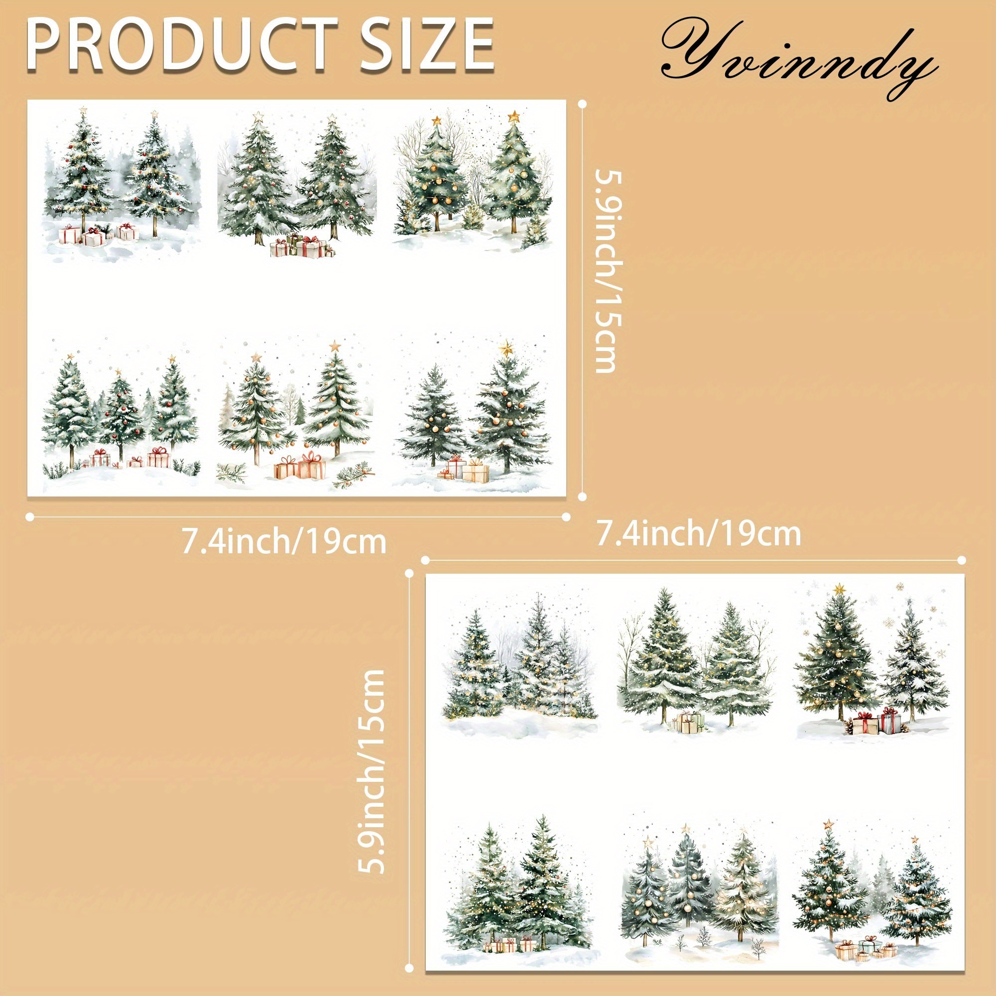 TEMU 12pcs/set Beautiful Christmas Forest Diy Uv Transfer Paper Set - Waterproof Vinyl Transfer Paper For Cups, Bottles, Laptops