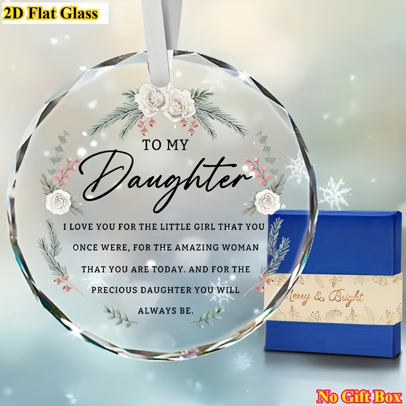 TEMU Ornement 2D plat pour fille, 1 pièce, adapté pour les décorations de sapin de Noël - Décoration suspendue avec message floral et cursif "à " et