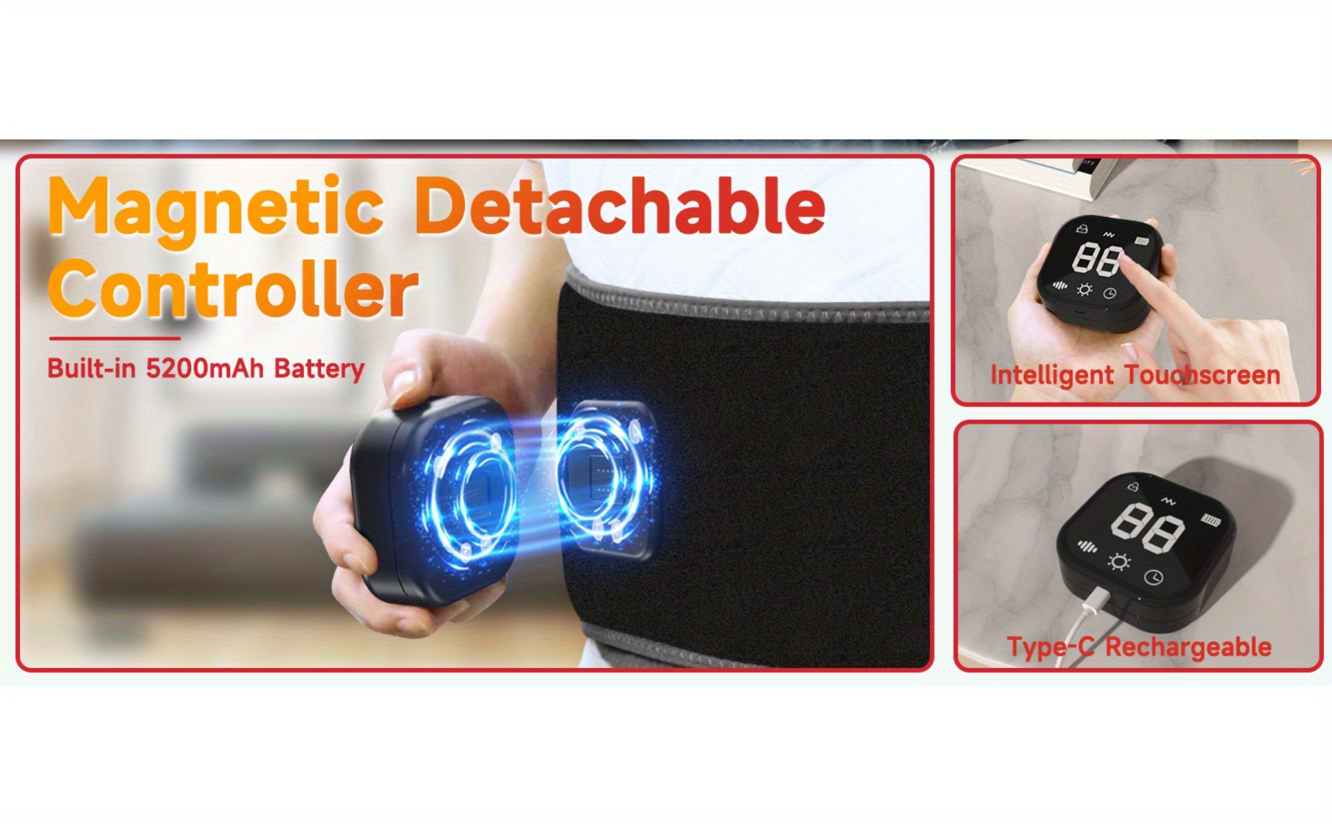 red light relax belt for     660nm 850nm red light pads with massage vibration rechargeable cordless belt pouch for back abdomen shoulders portable muscle relaxation for women and men at home Product details 2