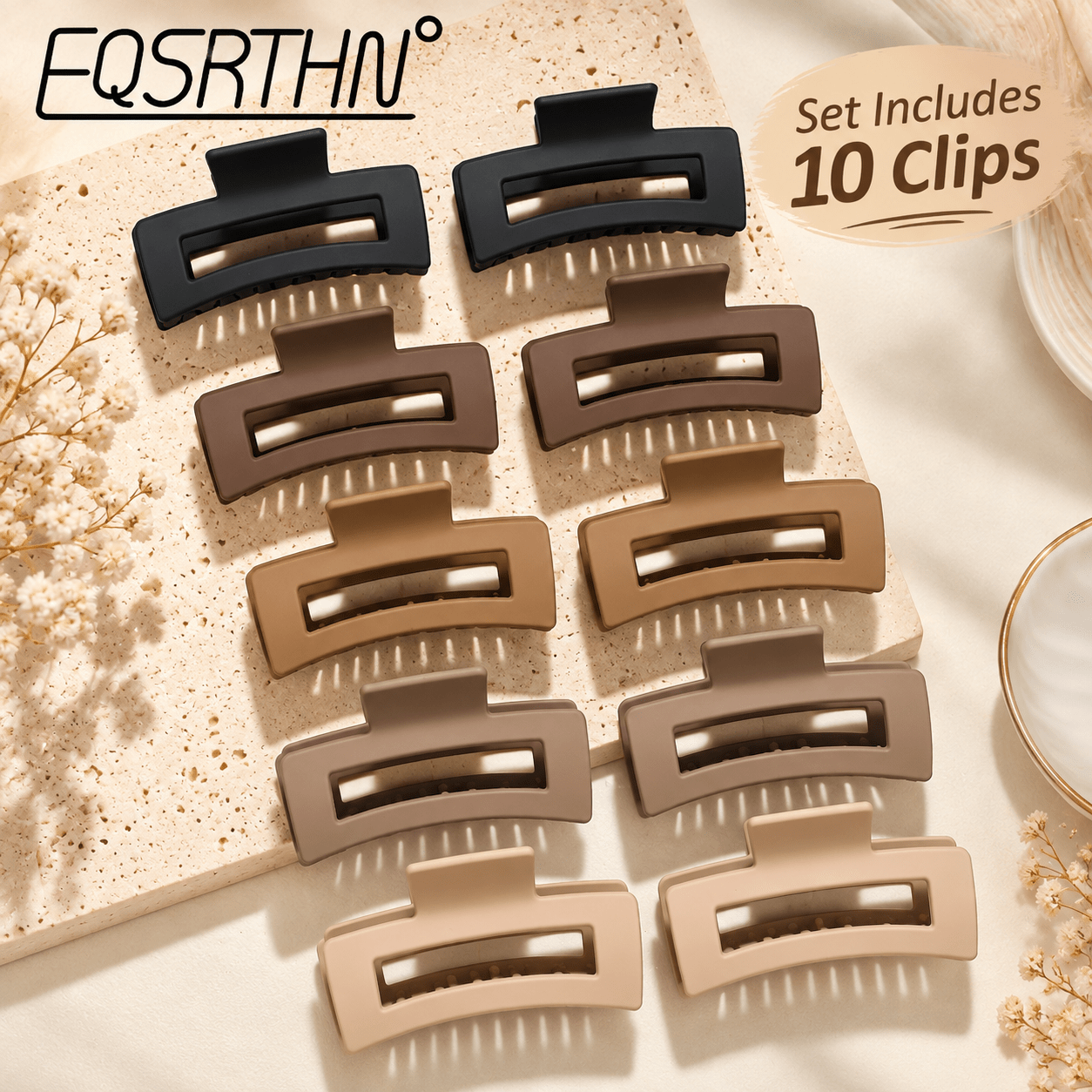 10pcs Neutral Hair Claw Clips Matte Non-Slip Set