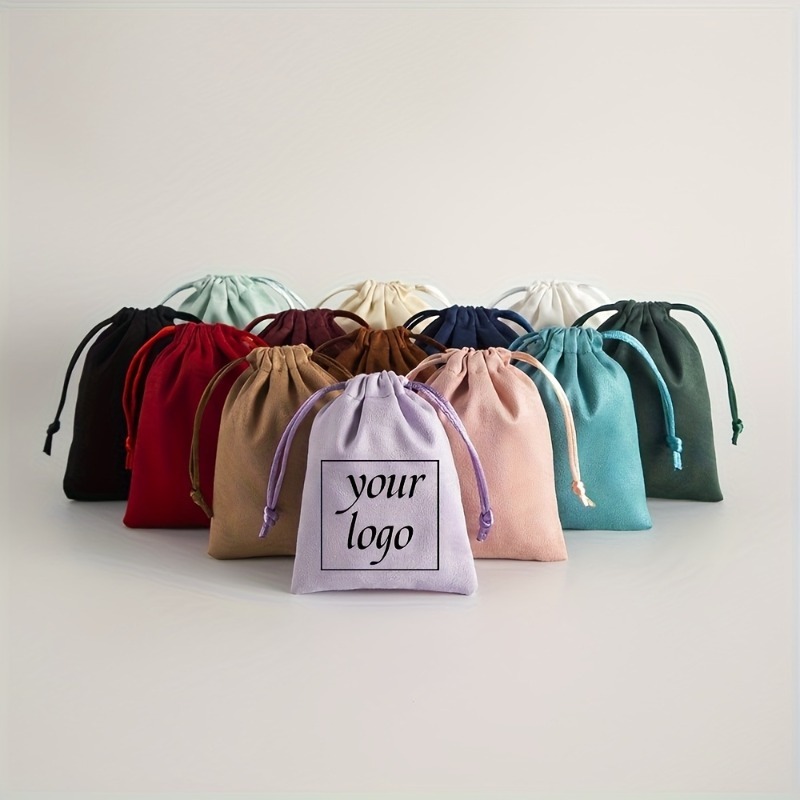 Custom Logo and Name Gift Bags, Soft Flannel Jewelry Pouch