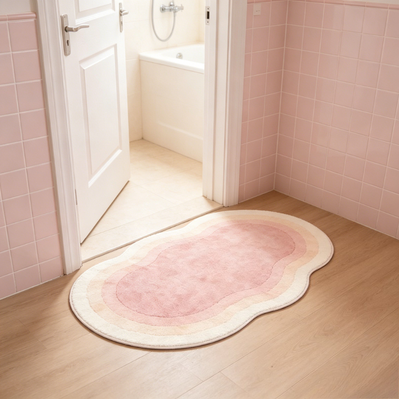 TEMU Faux Cashmere 900g 1pc Cream Style Bedroom Decor Bedside Carpet Pink Gradient Irregular Living Room Sofa Carpet Easy Study Room Plush Carpet