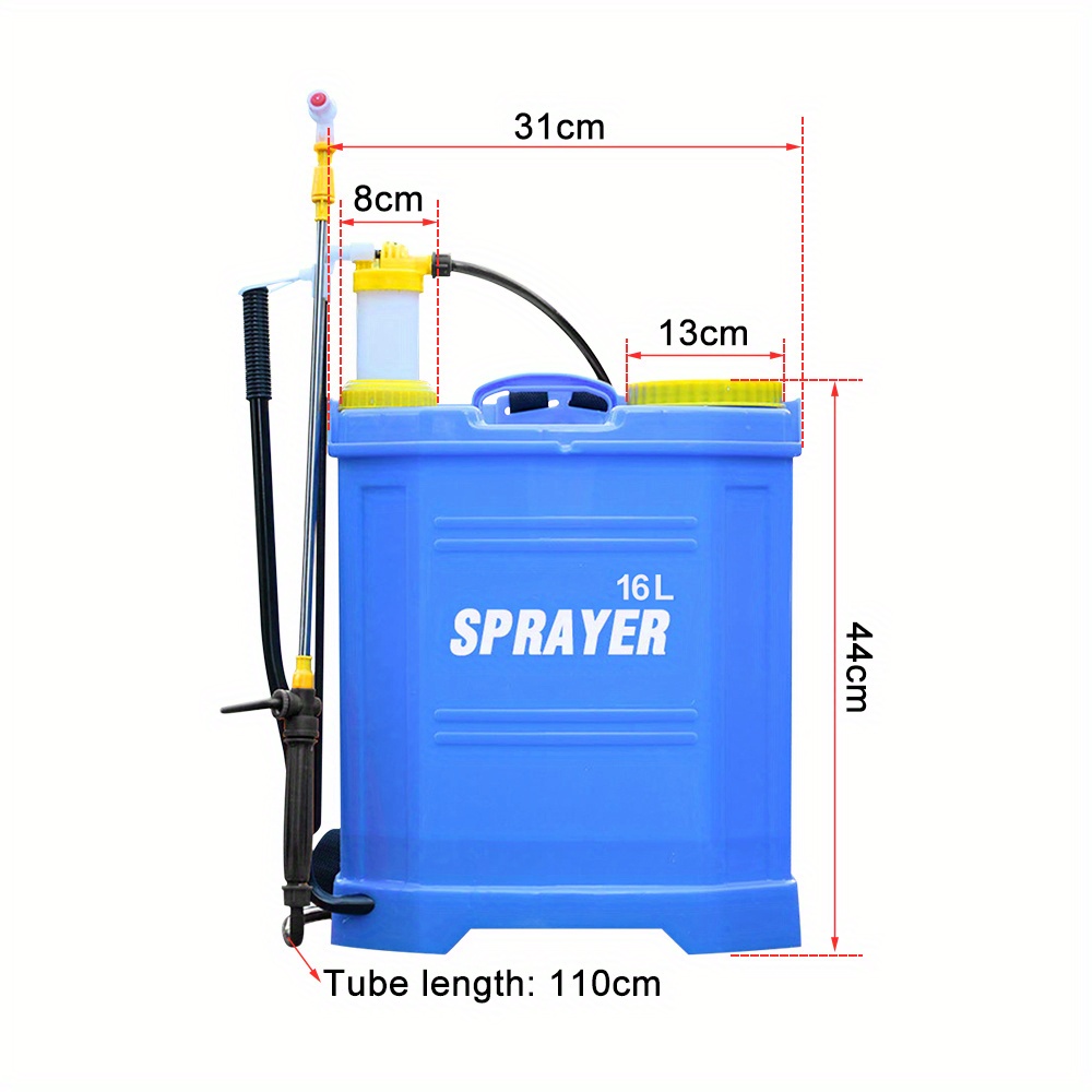 16L Single Tube Pesticide Sprayer - Blue Backpack Sprayer with Adjustable Nozzle, Ergonomic Handle & Portable Design for Farm Irrigation, Garden Watering, Lawn Care - Durable Plastic Construction, No Electricity Needed, Garden Sprayer, Userfriendly Design, Sturdy Construction