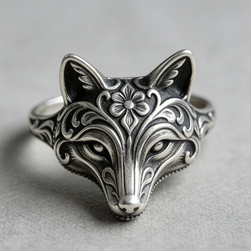TEMU Bague 2026 Nouvelle Animal Renard Loup avec Sculptées Magnifiques sur et Ajouts de Cadeaux de Fêtes en Alliage