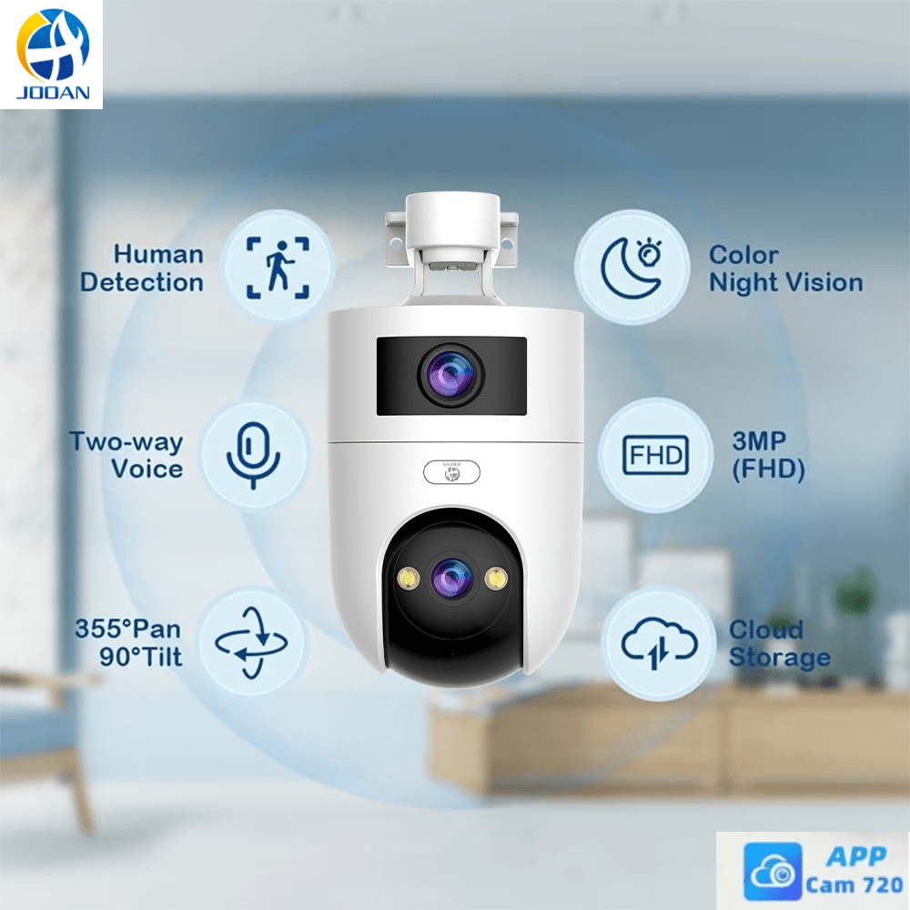 Image of Jooan 3mp Fhd Dual Lens Camera, 5g Dual Band Wifi Stability, Intelligent Warning, Mobile Application Cam720, Day And Night Picture Quality, Intercom, 5x Zoom, Supports Memory Card/cloud Storage