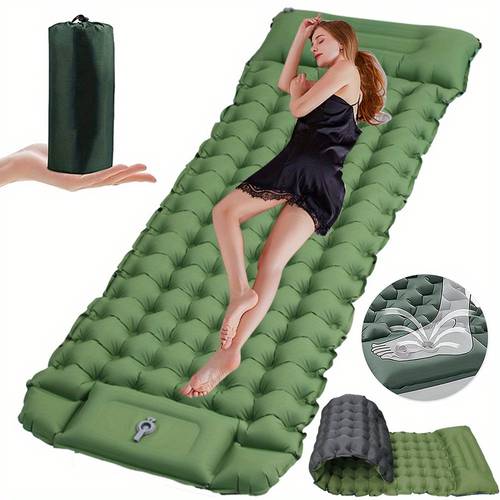 ultralight and thick inflatable camping sleeping pad featuring a self inflating inflatable sleeping pad with an integrated pump and for camping backpacking hiking and travel