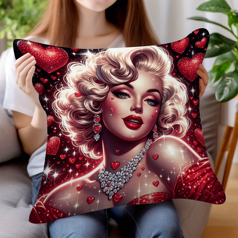 

1pc Red Throw Pillow Cover, 18x18 Inch, Short Plush Polyester, Machine Washable, Decorative For Sofa And Bedroom - Pillow Insert Not Included