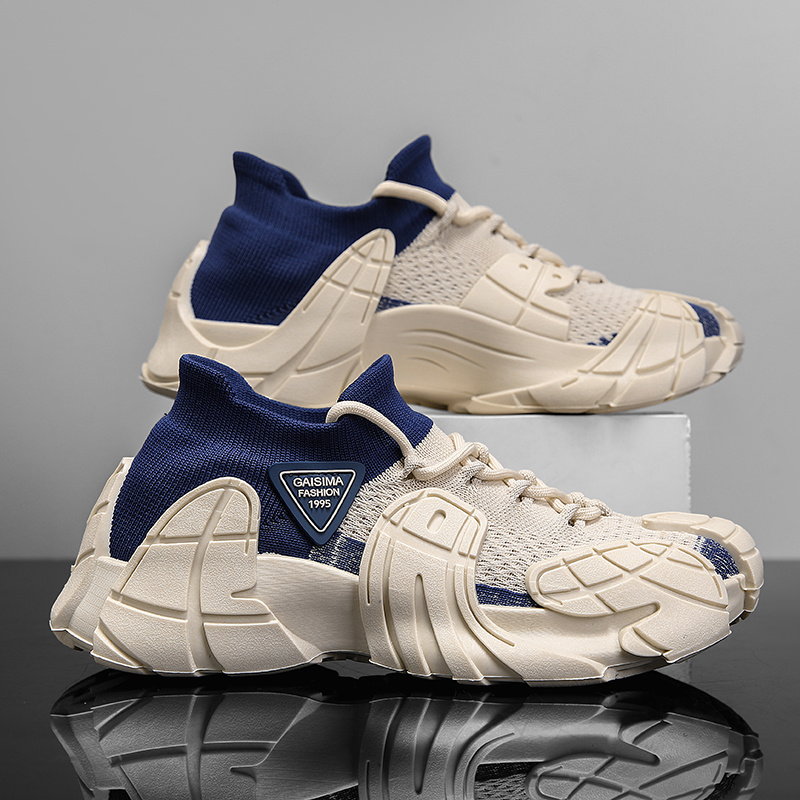 Men's Mesh Breathable Sneakers with Thick Soles, Anti-Slip Running Shoes, Shock-Absorbing, Wear-Resistant Jogging Shoes, Fashionable, Dry, Comfortable Casual Shoes