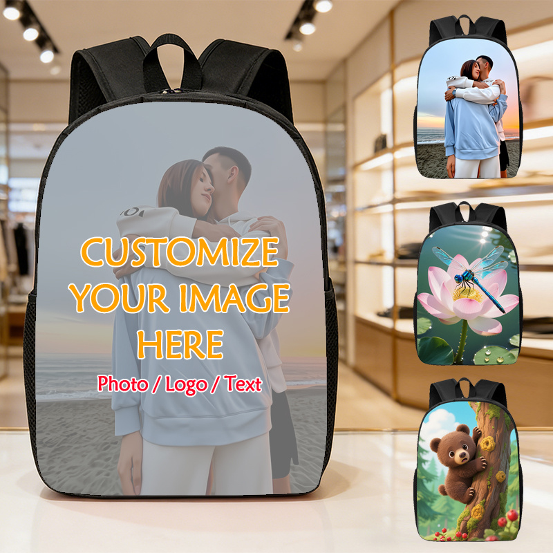 TEMU Personalized Photo/text Backpack Suitable For Daily Commuting & Travel - With Your Own Pictures, Adjustable Shoulder Straps, Lightweight Hand