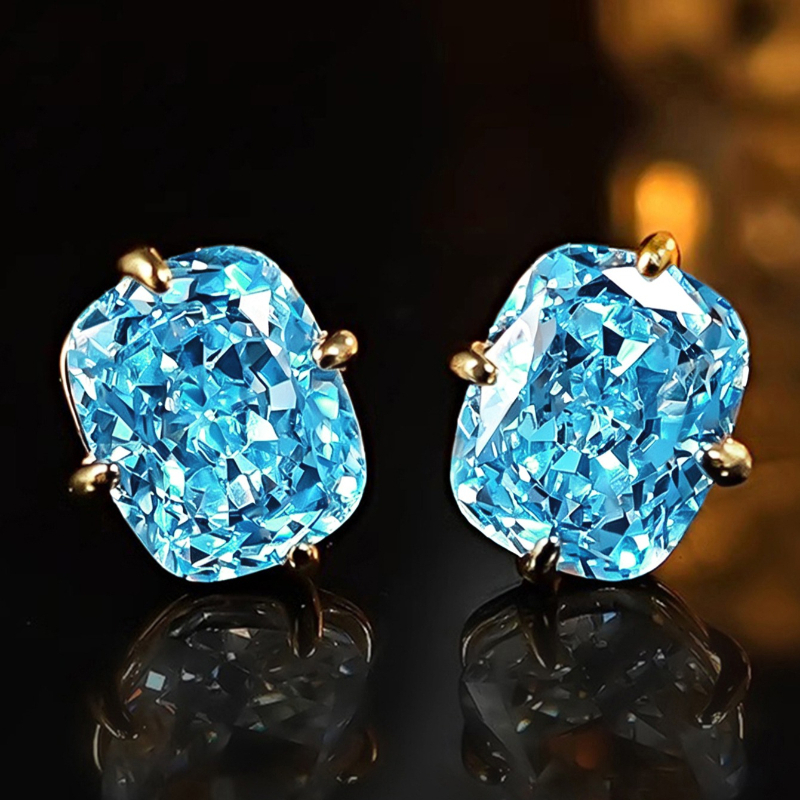 TEMU Orecchini a forma di cuscino con e versatile in tanzanite per donna, gioielli stile i , casual, vacanze, feste
