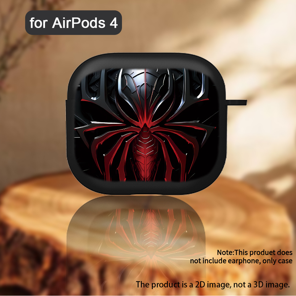 TEMU Étui compatible pour for avec motif araignée, coque en plastique noir pour for 4/3/Pro 2/Pro 3, housse pour for (écouteurs non inclus) - pour et