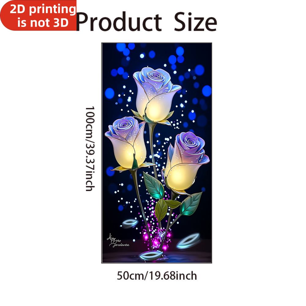 TEMU 1pc, , Glowing Purple Roses With Blue Light, Static Cling Window Sticker, Double-sided , Luminous Decor For Living Room, Bedroom & Office,