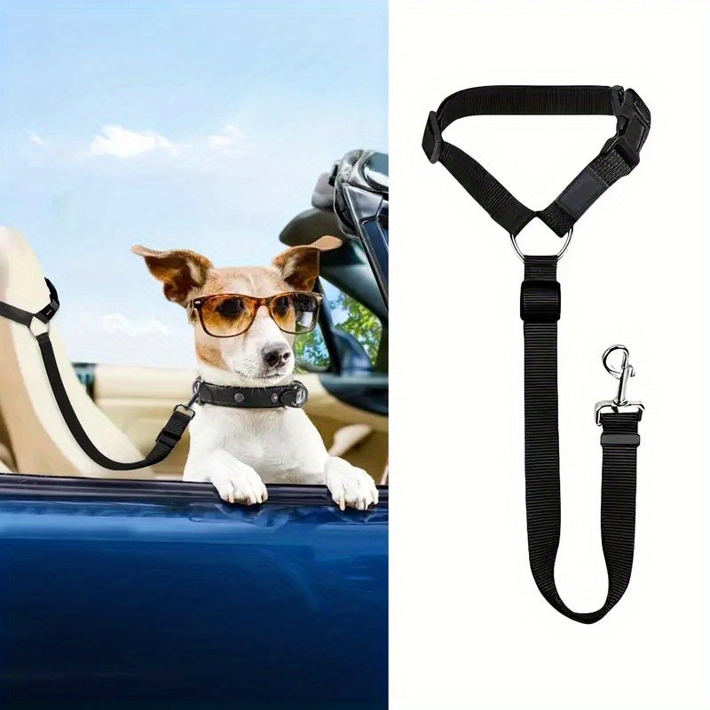 Image of 1pc Adjustable Dog Safety Harness Vest With Sturdy Metal & Padded Vest Suitable For Car Restraint System, Ergonomic Support Harness For /small Dogs, Vehicle Leash For Travel, Suitable For Pet Travel