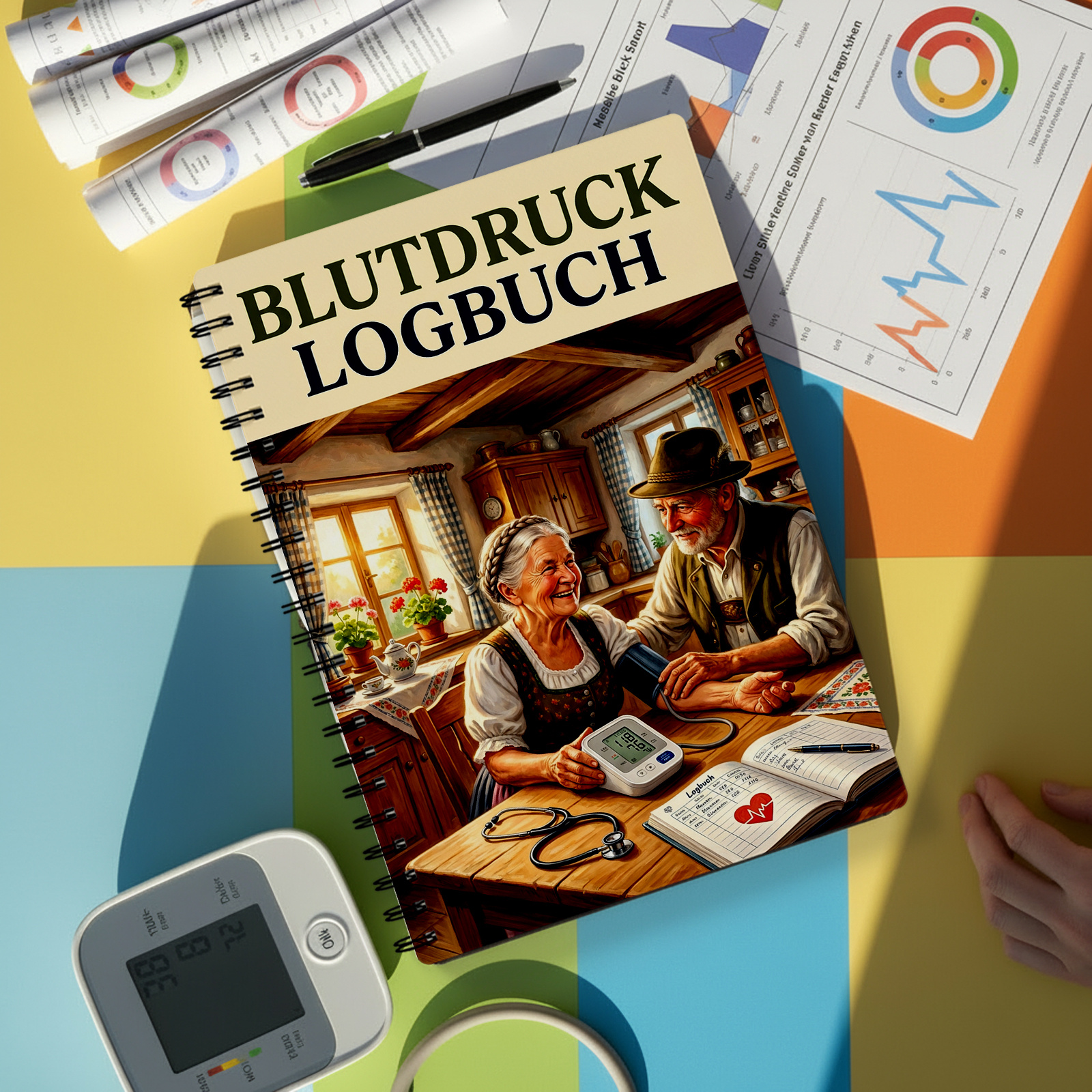 E-shop Journal Notizbuch Planer für Erwachsene und Senioren | Deutsche Ausgabe, Tägliche systolische diastolische -Log, Wellness Workout Medizinische