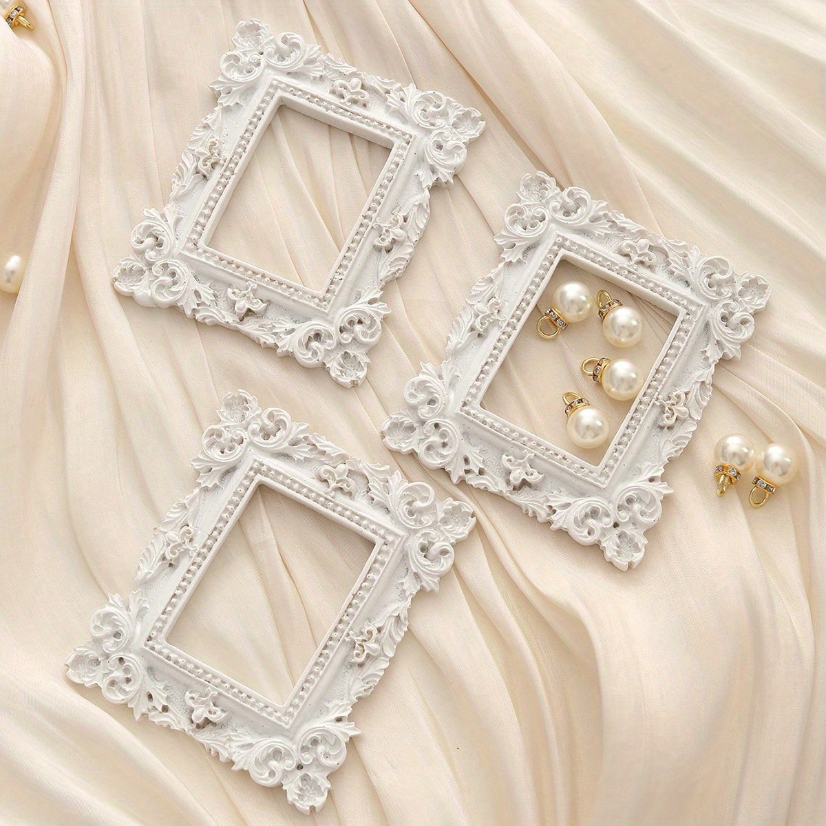 3pcs Mini Diy White Frame | Delicate Patterns | Photo Prop/manicure Display | Decor Crafts