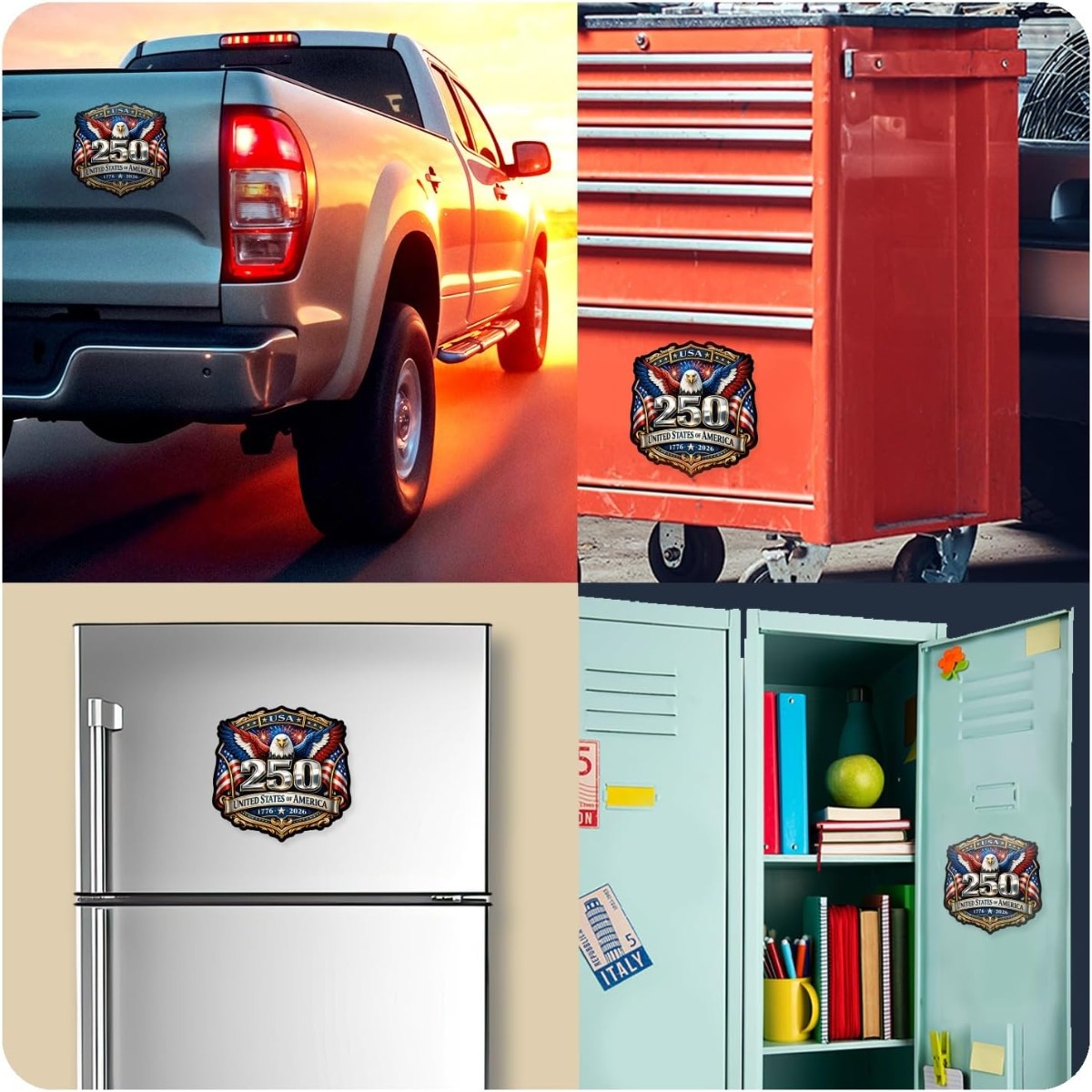 TEMU 250 Year Usa Anniversary Magnet - 2 Pack Magnets For Truck Car Suv Refrigerator Toolbox Gift - Design For & - 7 Inch 2pcs