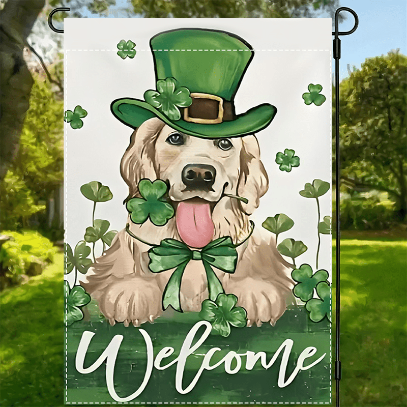 

1pc Clover Garden Flag - 's Day Polyester Double-sided Waterproof Outdoor Decor, 12x18 Inch, Multipurpose Welcome Yard Decoration Without Electricity