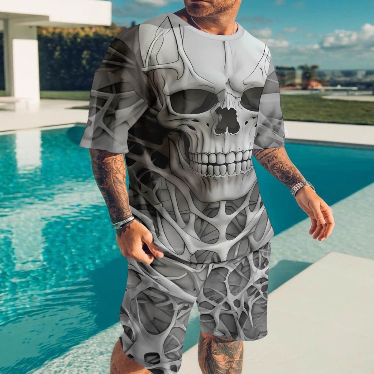 

Casual Sports Suit Breathable Outdoor Casual Men's T-shirt And Five-pants Suit Summer 3d Printing Suit For Adult Men