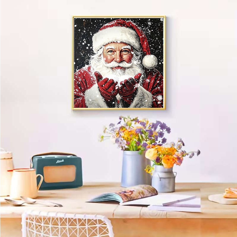Beginner Printed Cross Stitch Kit, Snow Santa Claus Pattern