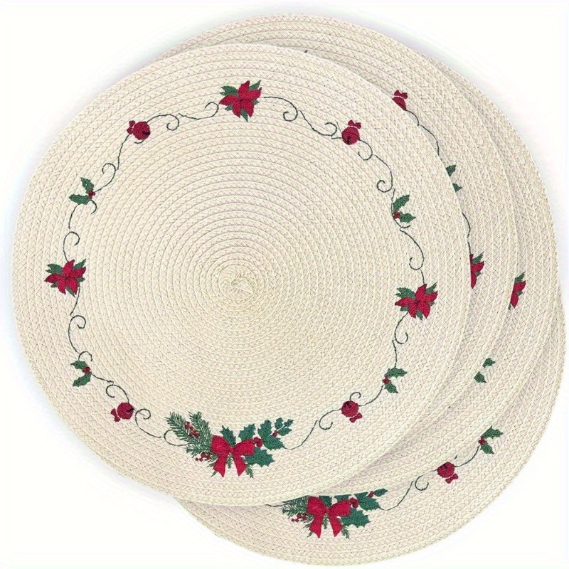 

4pcs Set 15" Round Placemats - All-, Table For Dining & Catering Decor