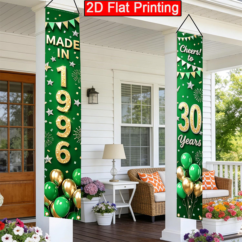 TEMU Bannière d'anniversaire 30e anniversaire 2D Plate - 2 pièces 2D Plate Polyester, drapeau de bannière de fête d'anniversaire 30e anniversaire