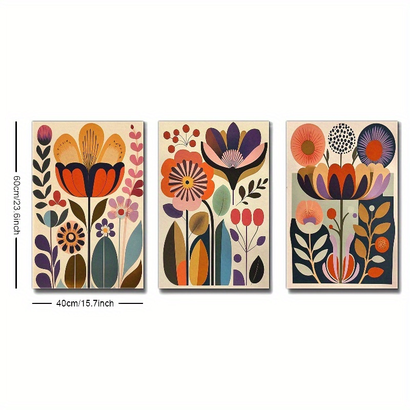 TEMU 3pcs Framed Canvas Prints, Elegant Wall Art For Any Setting- Wooden Frame Decor, Scandinavian Art, , Floral Prints, Nordic Wall Art, Westmead