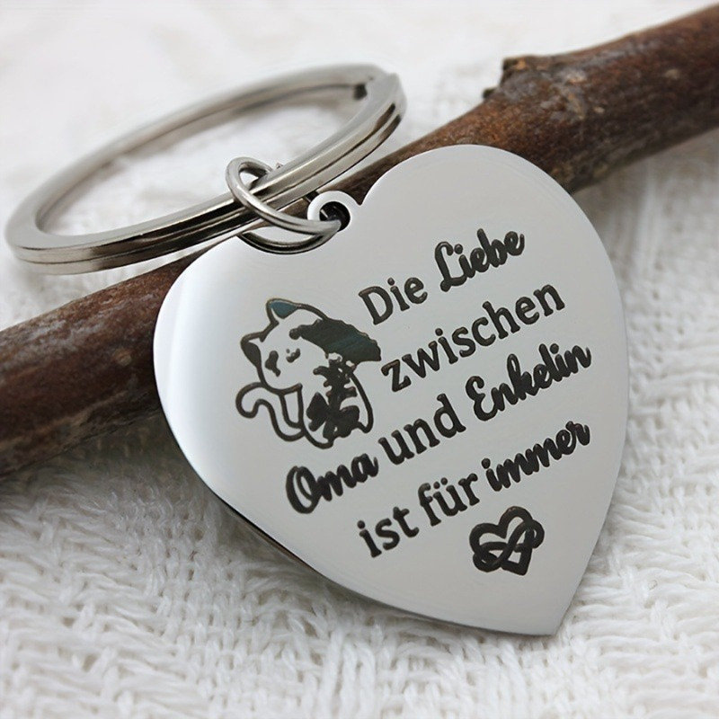 1pc Stainless Keychain - " & Granddaughter " Engraved Gift For Family , Street Keyring With Panda & Infinity Symbol Design Suitable For Men And Women.