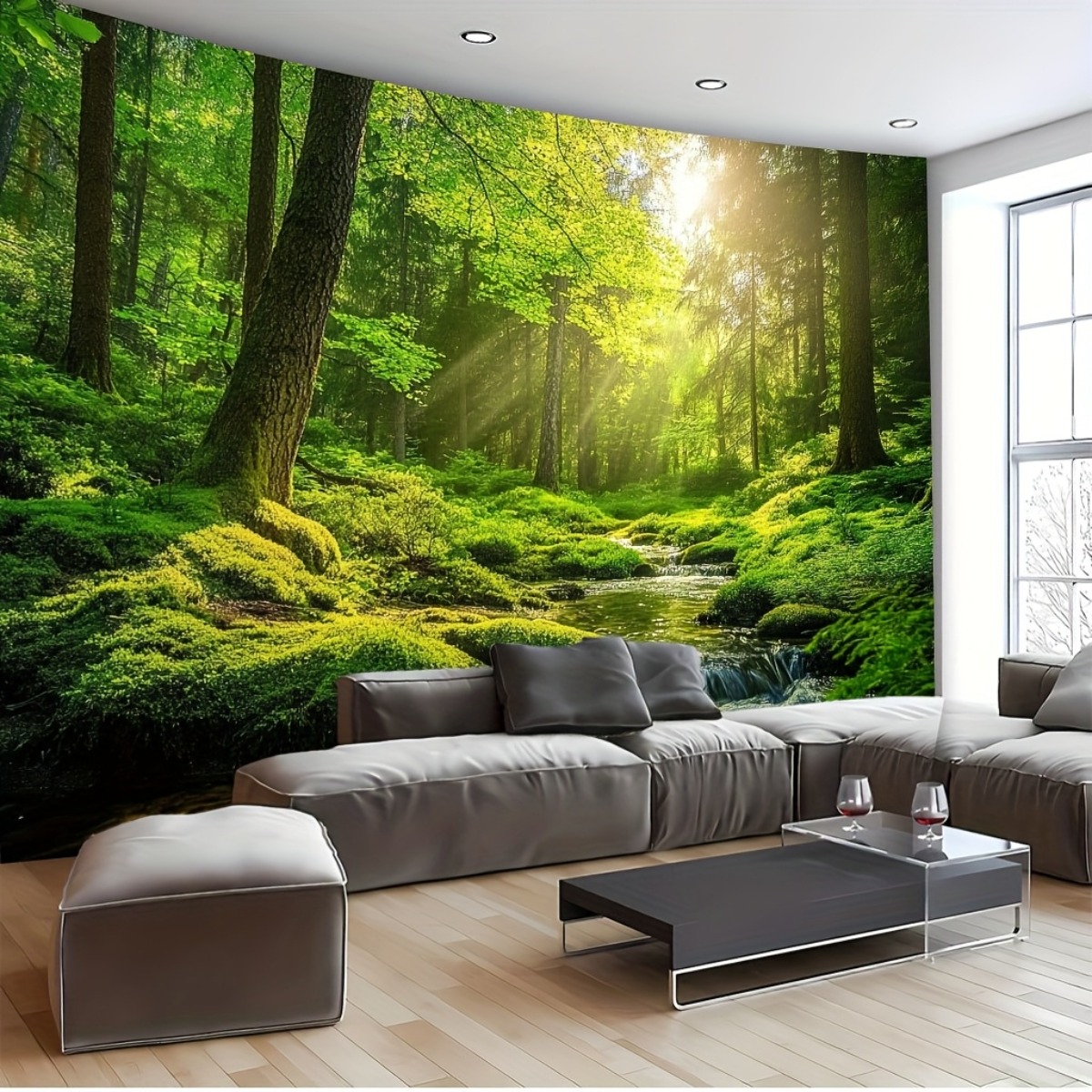 Realistic Forest Valley Tapestry Wall Hanging Nature Backdrop_voghion.com