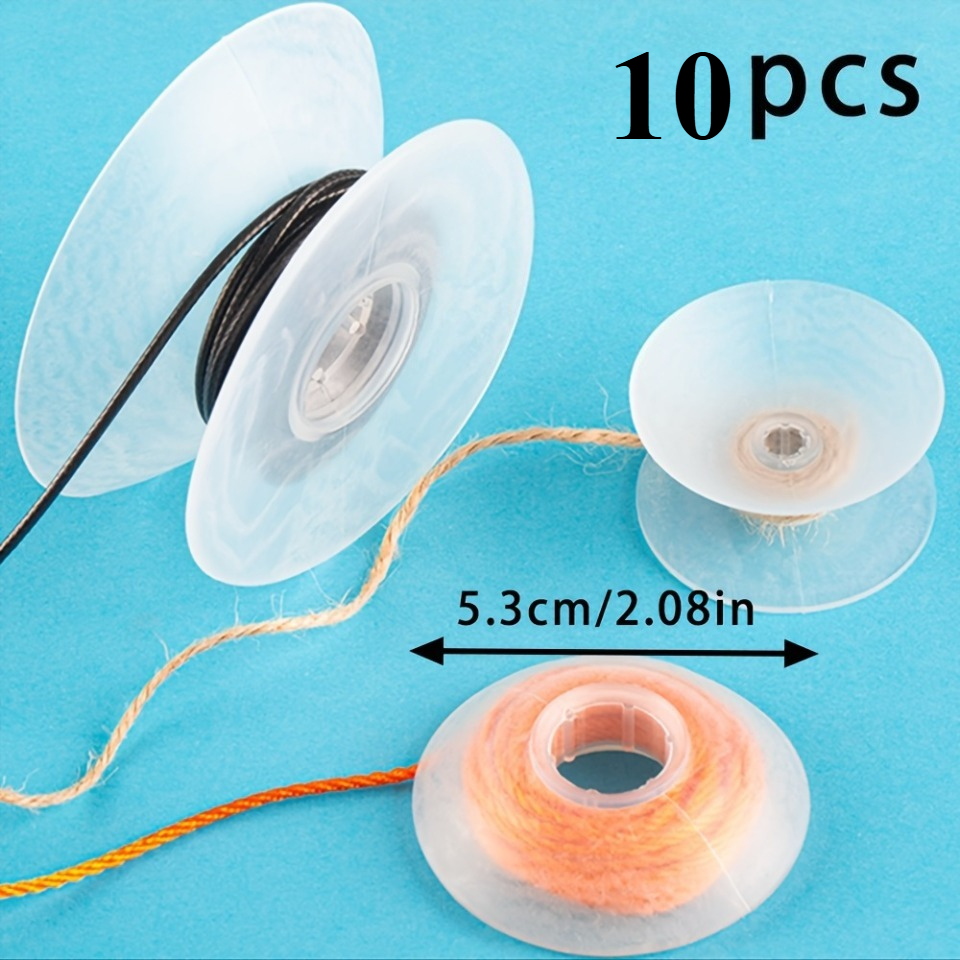 TEMU 10pcs Transparent Yarn Spool With White Rope - Easy Opening And Closing Design, Suitable For Knitting, Crochet, Jewelry Making And Lace Diy -