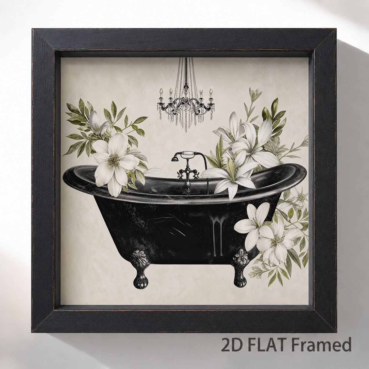 TEMU 2D Plat, encadré 2D Plat, encadré 20Cm X 20Cm, épaisseur de cadre 1.5Cm, décoration murale pour chambre à coucher, style pastoral, peinture