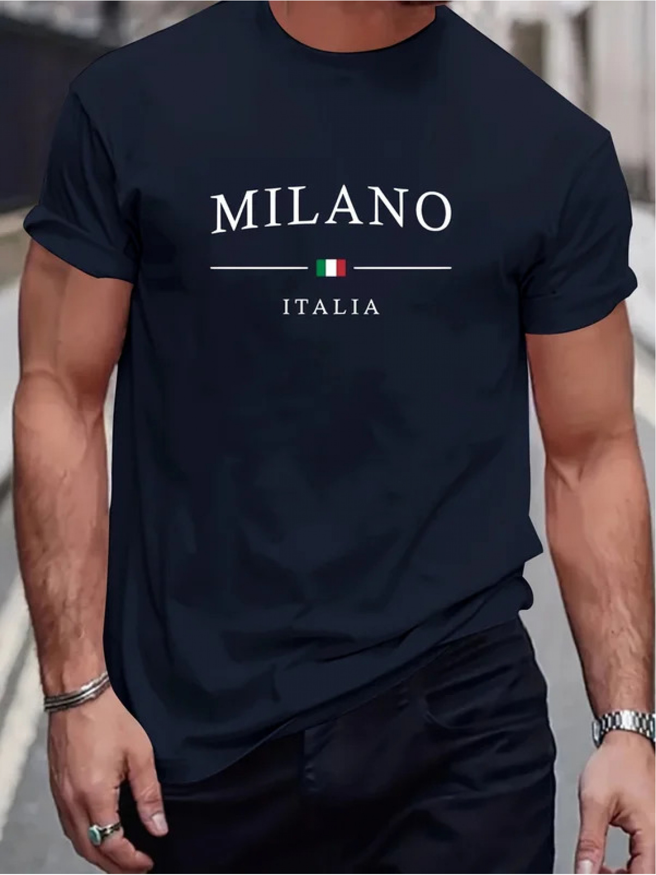 Мъжка лятна мода MILANO с принт на букви, свободна кройка, голям размер, удобна тениска с къс ръкав и кръгъл яка, ПЛЮС РАЗМЕР