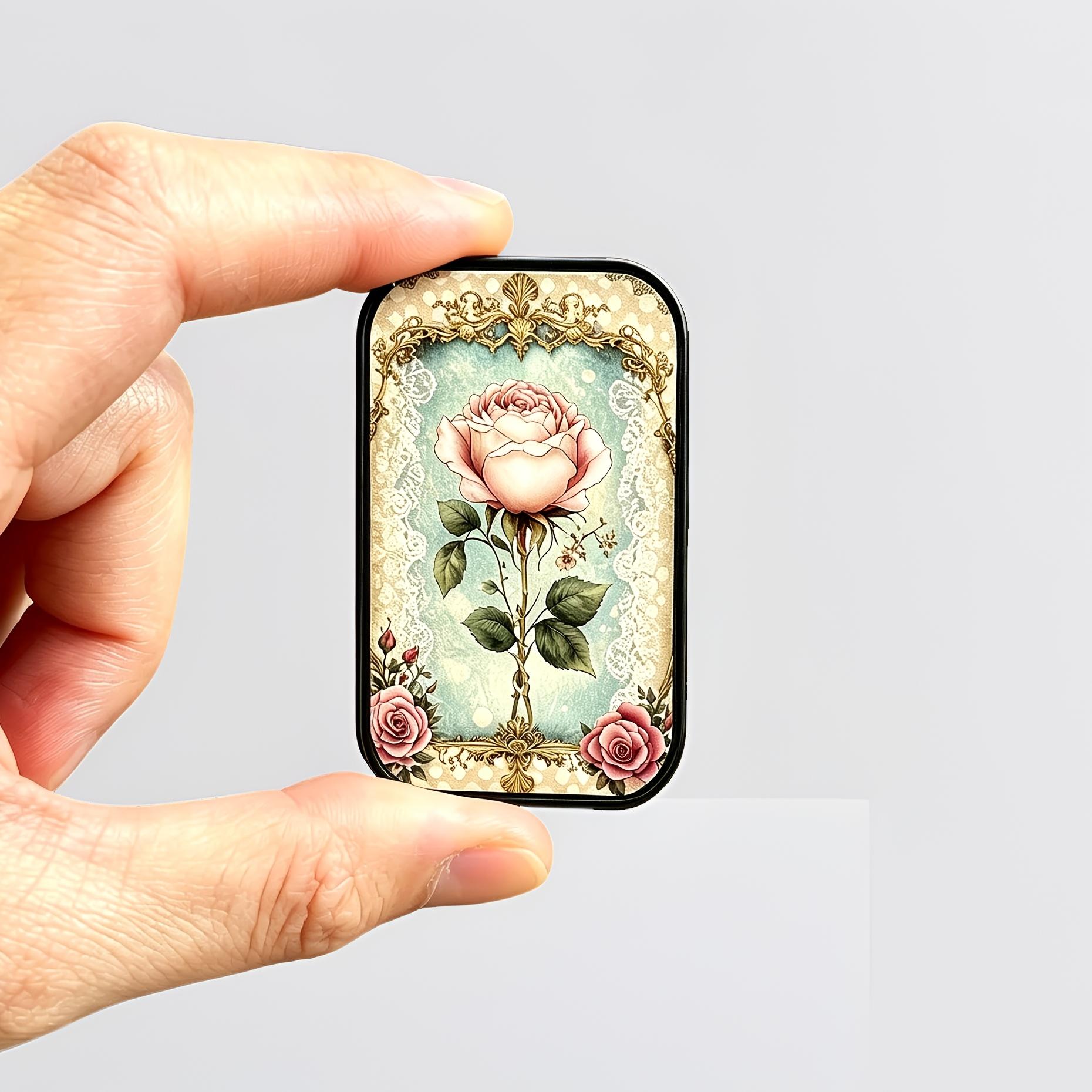 TEMU 1pc Lace Art Print Sliding Lid Metal Storage Tin, Empty Tin Only, Matches Not Included, Mini Portable Trinket Organizer, Romantic Retro Desktop