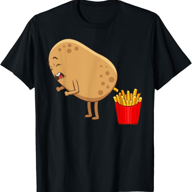 

1pc And Fries Graphic Tee, Unisex T-, -patterned Top , Regular Fit, 180gsm