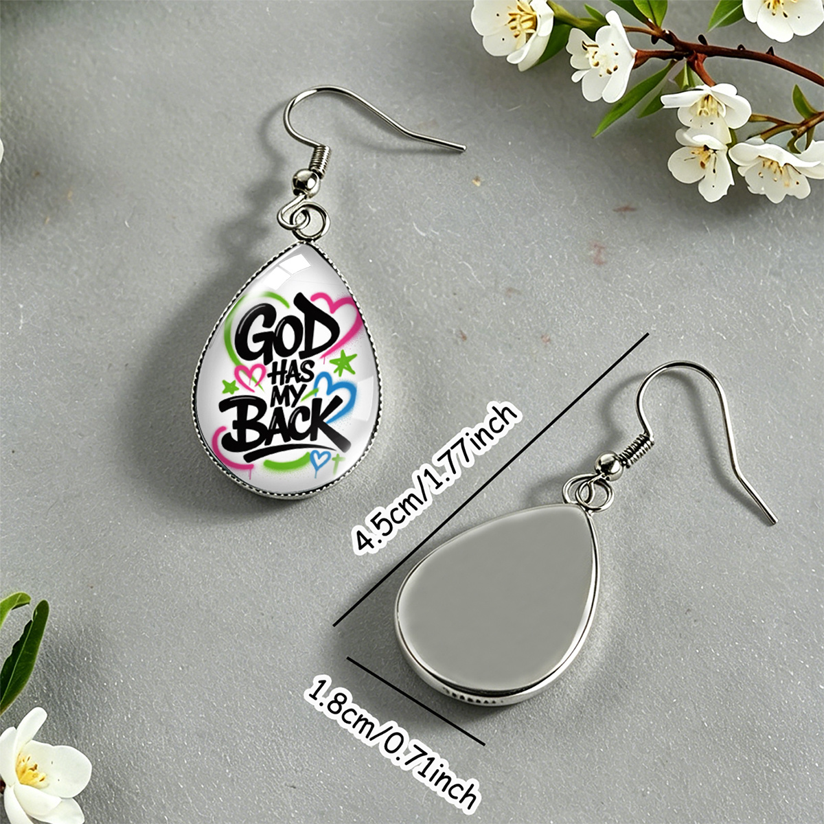 Colorful Graffiti Heart & Star Teardrop Earrings, Unisex Gift