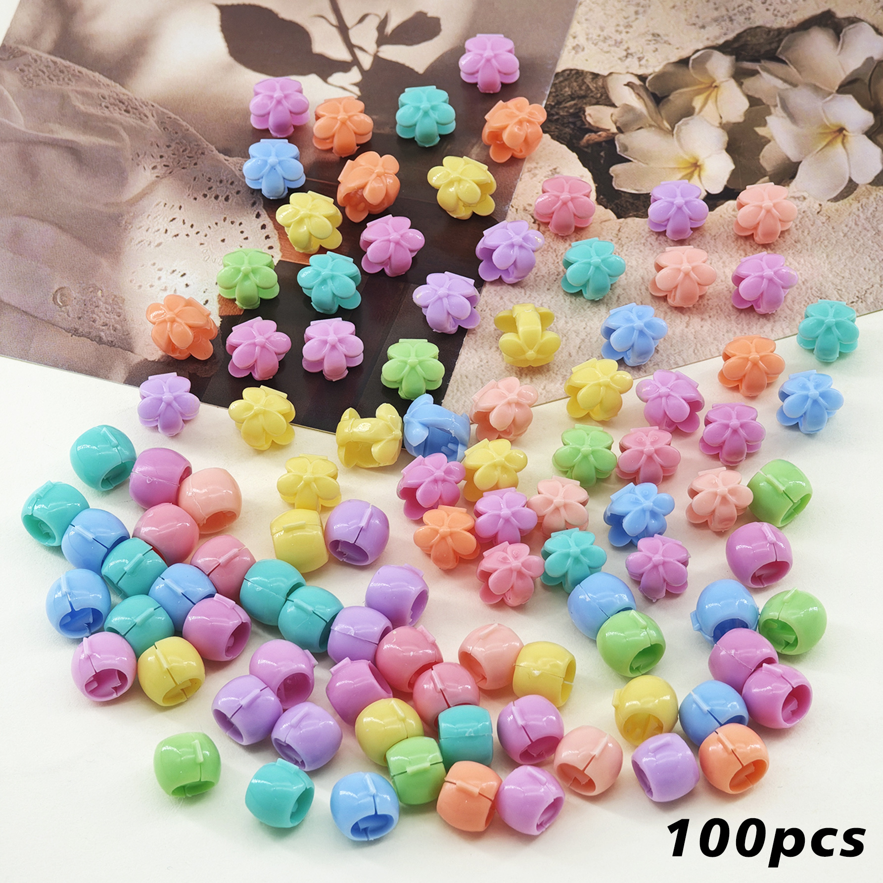 TEMU 100pcs Sweet Candy Color Bead Hair Clips - Vibrant Spring Adjustable Hair Accessories, Fresh Boho Hair Clips For Women's Braids, Twists &