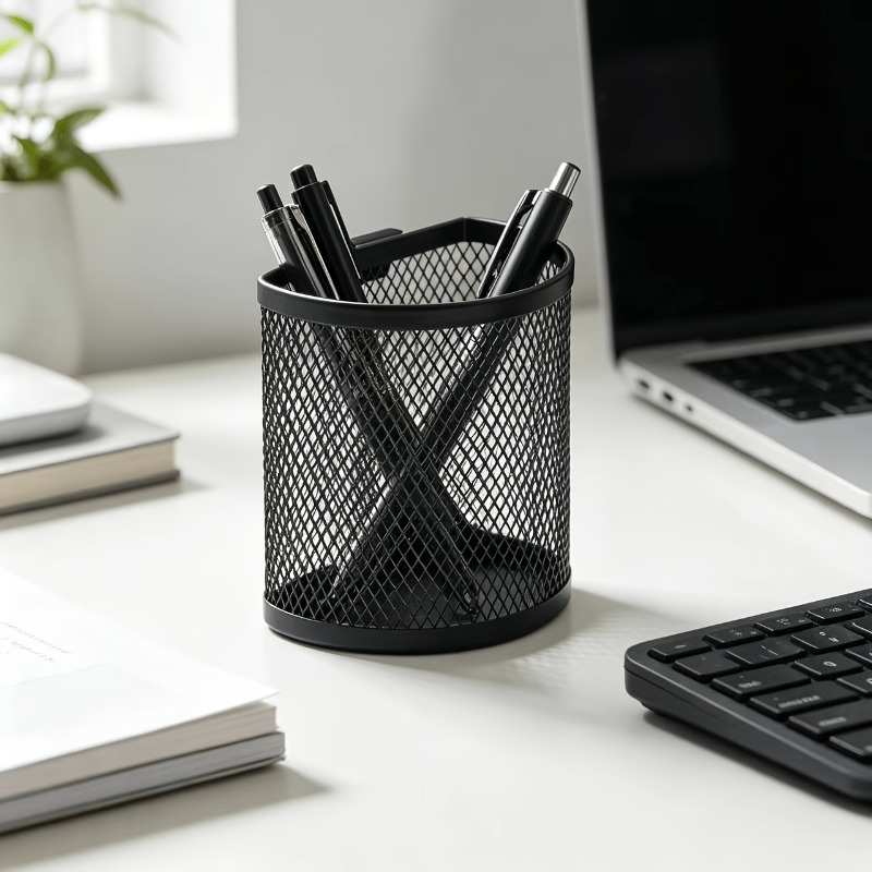 TEMU Schreibtisch-Organizer Stiftehalter-Box, ovaler Gitter-Stifteständer, Schreibtisch-Stifte-Aufbewahrungsbox Büro-Organizer, seitlich hängender