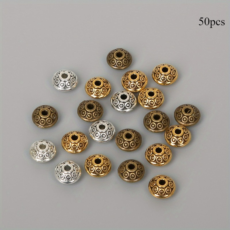 TEMU 50pcs Perles d'Espacement Style UFO en Argenté Vintage de 6mm pour la Fabrication de Bijoux DIY Bracelet Collier Fournitures Artisanales