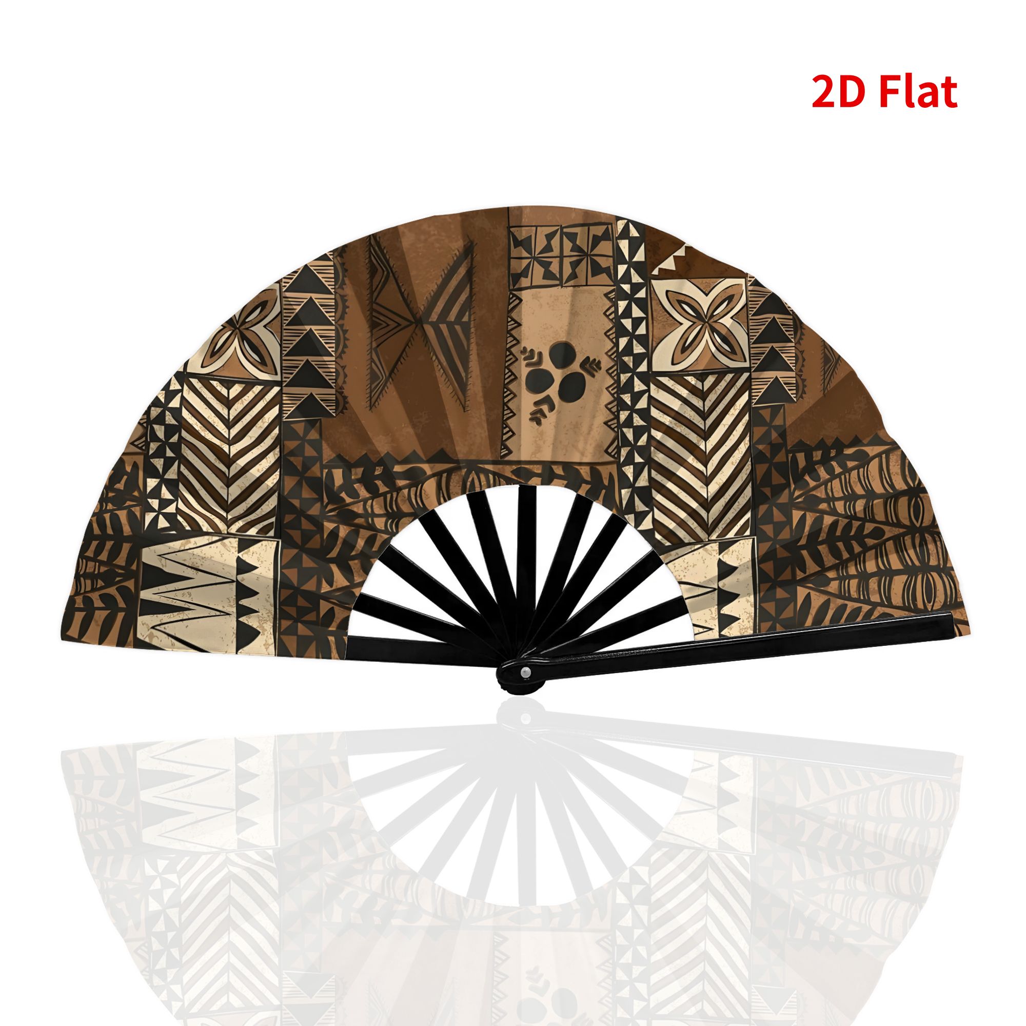 TEMU 2d Print Design Tonga Fashionable Folding Fan, Lightweight For Outdoor, Can Serve As A Cultural Gift, Handheld Fan For Festivals, No Power