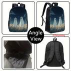 2d flat 1pc 3pcs pocket backpack with two ghosts in a wheat field at night lightweight durable casual lunch bag pencil case adjustable shoulder straps zipper closure polyester lining for daily backpack for school design 2d flat