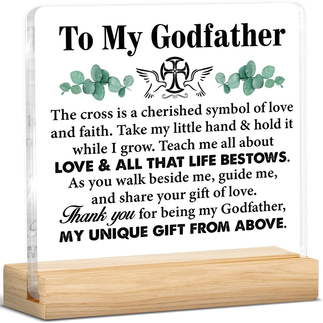 TEMU 2d Flat, Gift From Godson, Goddaughter, Godson, Father's Day Birthday Gift, Transparent Acrylic Desktop Decorative Sign For Home Office Desk